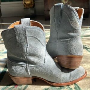 Tecovas “The Lucy” Sky Blue Suede Ankle Booties